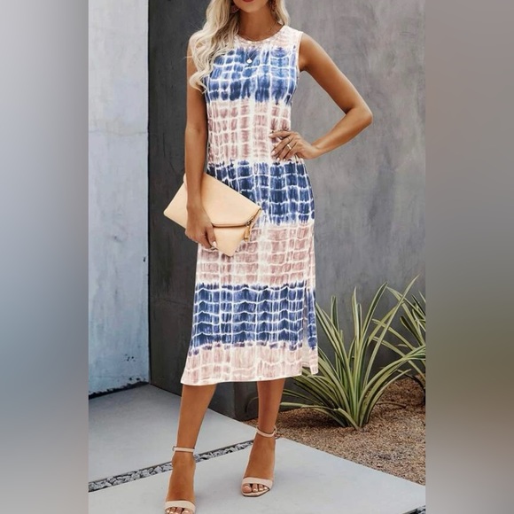 NWOT Tie Dye Split Hem Tank Dress - Picture 2 of 10